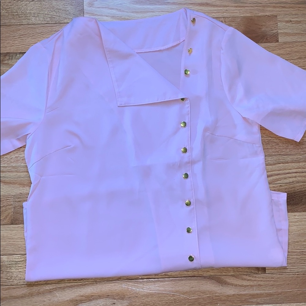 Shein baby pink button down top